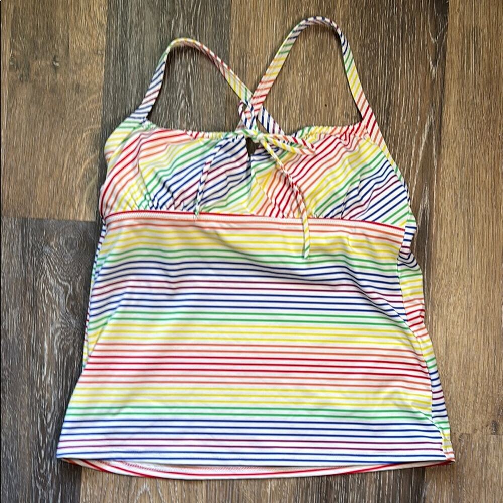 Lands’ End Rainbow Stripe Tankini Top Size 6 Swimwear